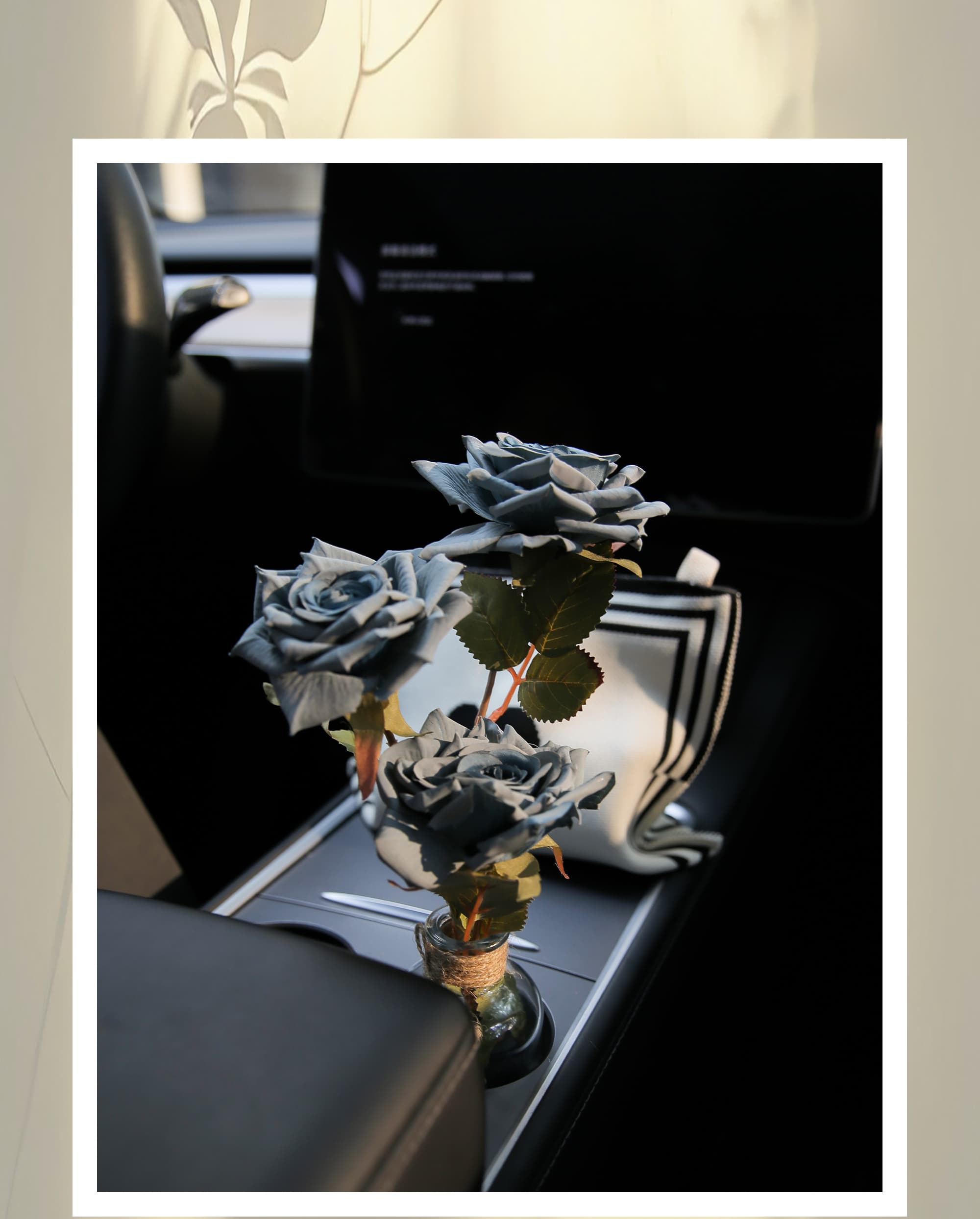 インテリア雑貨 車内用バラ飾り花瓶セット