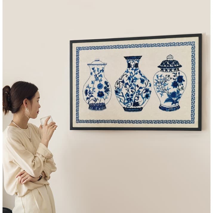 インテリア雑貨 「藍の美」刺繍調アートプリント
