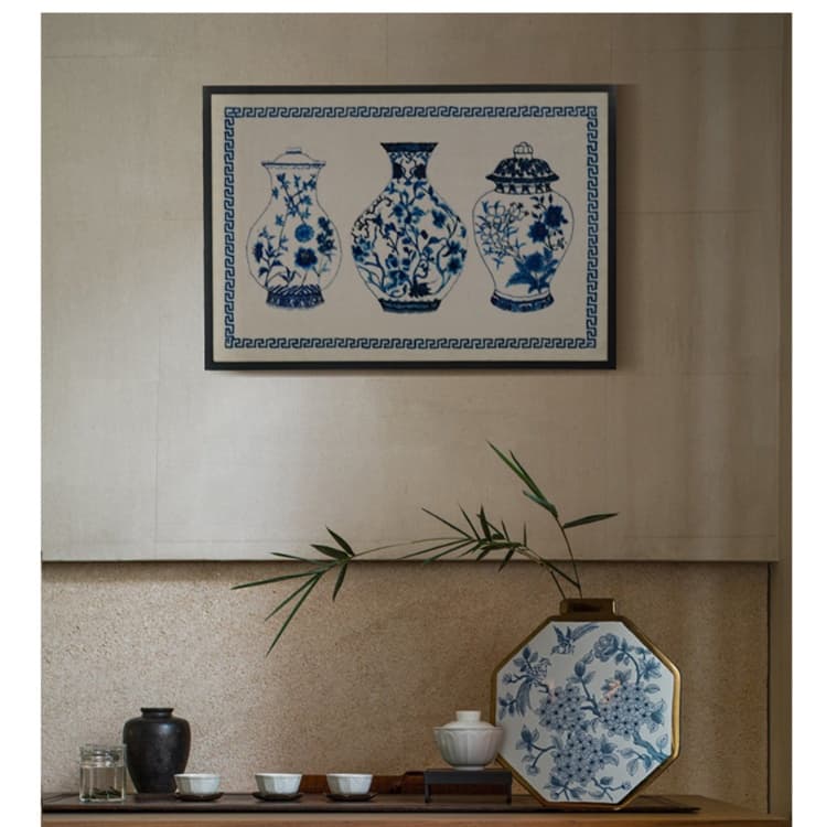 インテリア雑貨 「藍の美」刺繍調アートプリント