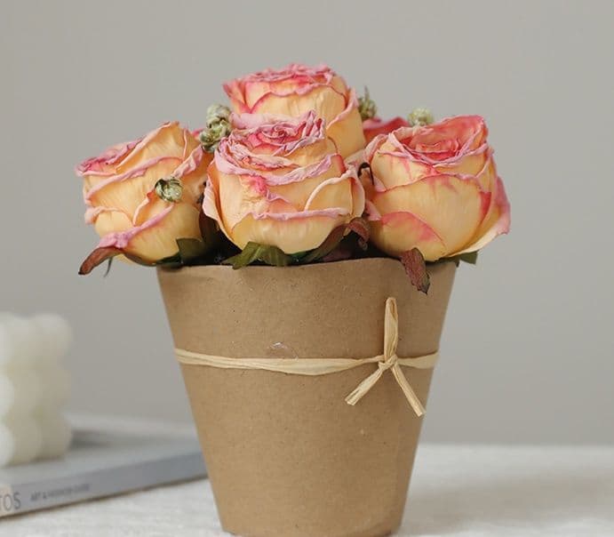 インテリア雑貨 風合い豊かなミニポット薔薇