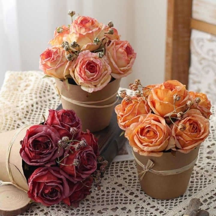 インテリア雑貨 風合い豊かなミニポット薔薇