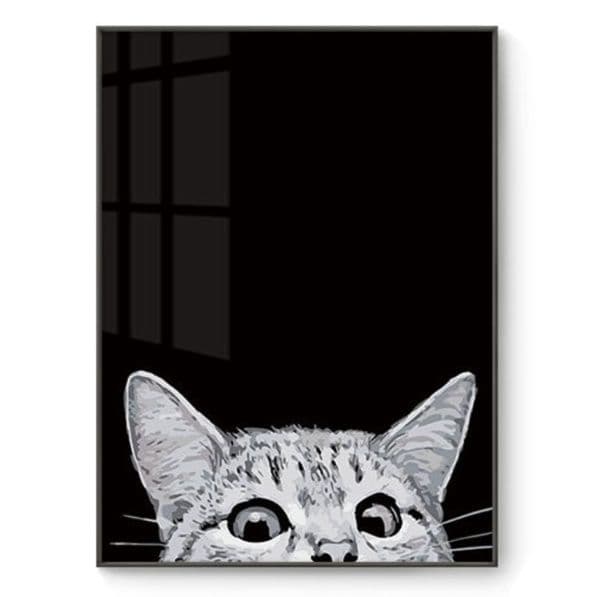 インテリア雑貨 チラ見する猫 モノクロポスター
