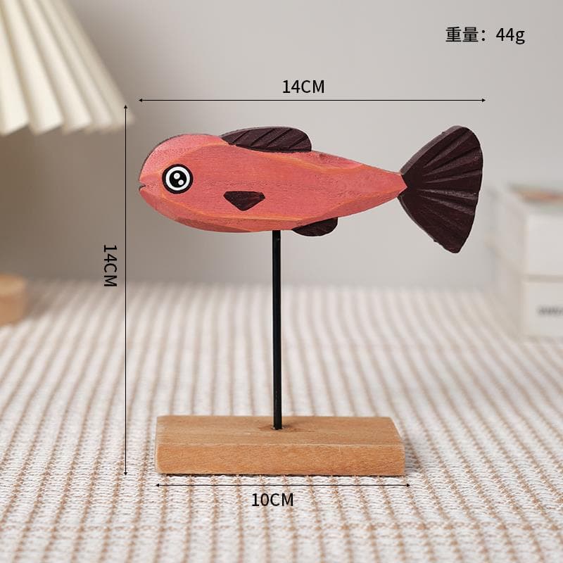 インテリア雑貨 北欧風 手彫り魚の置物