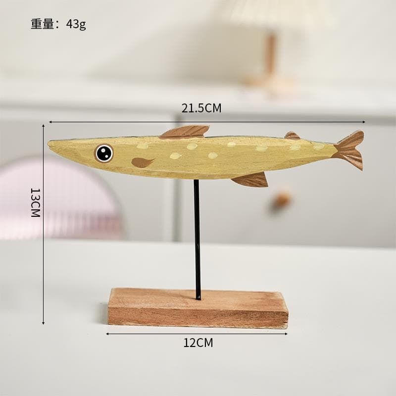 インテリア雑貨 北欧風 手彫り魚の置物
