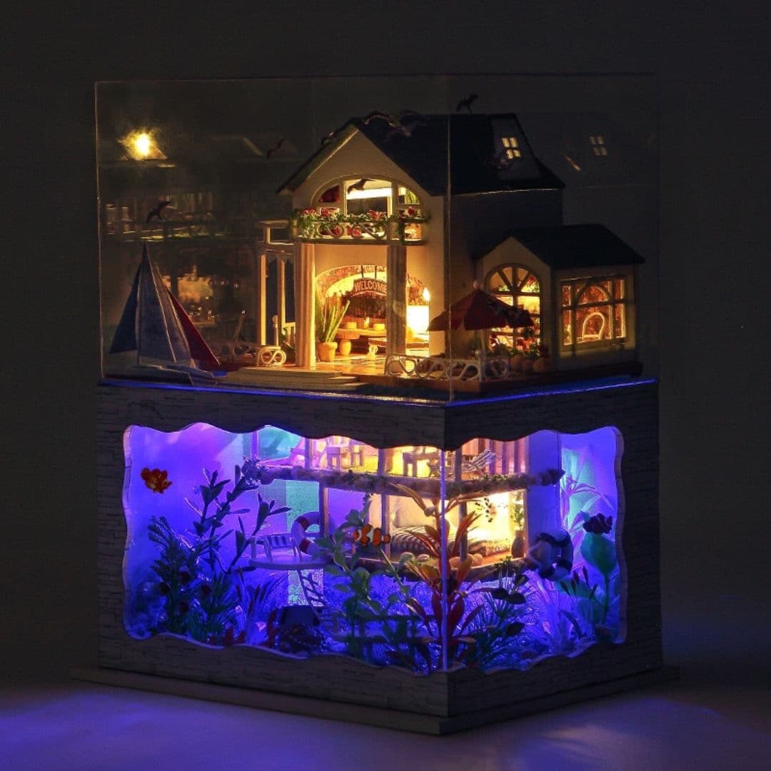 インテリア雑貨 海の家 ミニチュアドールハウス 光る手作りキット