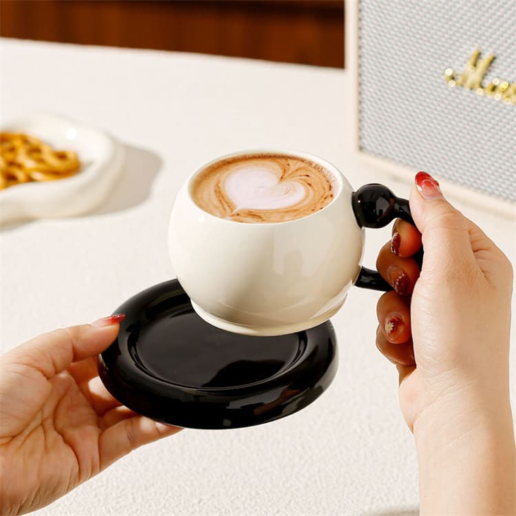 インテリア雑貨 北欧風モノクロバイカラー コーヒーカップセット