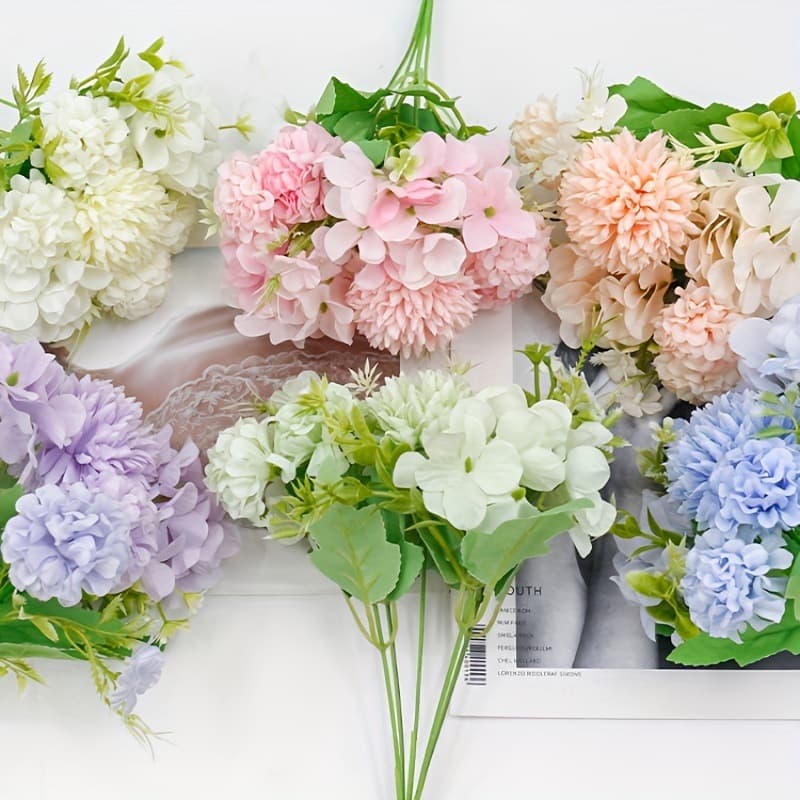 インテリア雑貨 季節のお花を束ねた優雅な造花ブーケセット