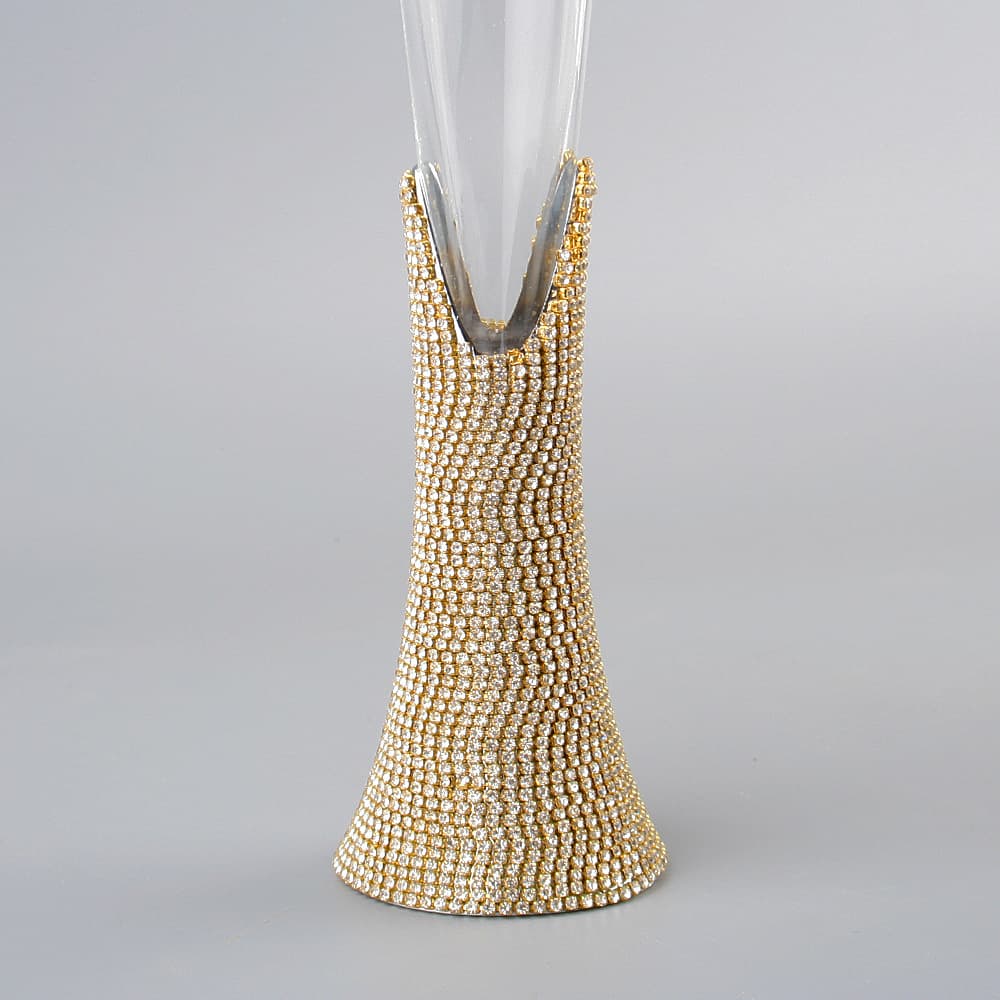 インテリア雑貨 ラインストーン台座付きシャンパングラス