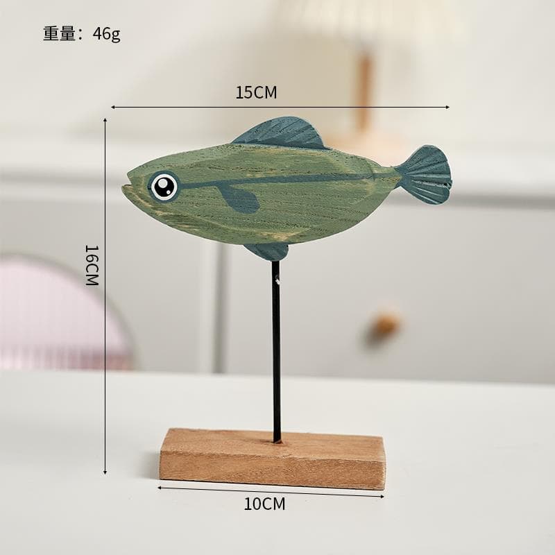 インテリア雑貨 北欧風 手彫り魚の置物